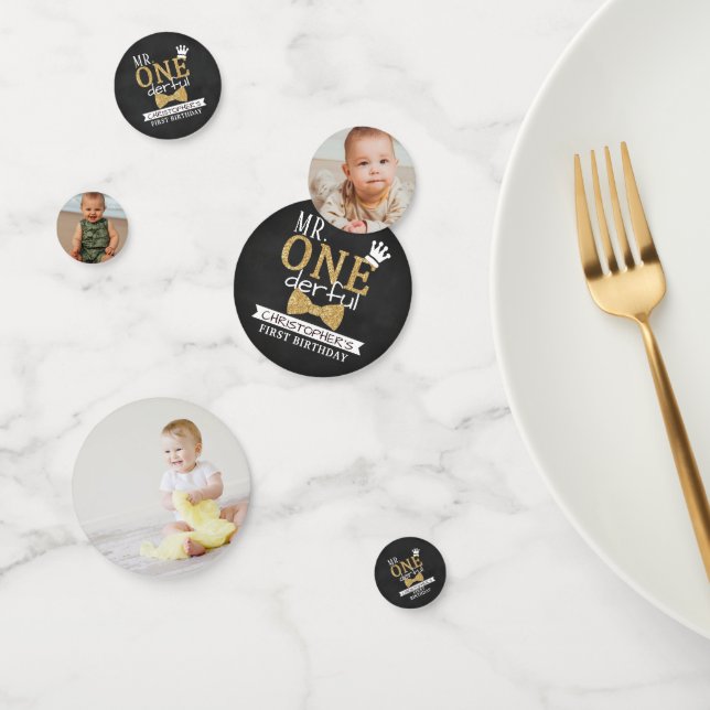 Mr. ONEderful 1st Birthday Party Photo Confetti (Group)