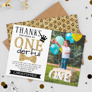 Mr. ONEderful 1st Birthday Photo Thank You Card
