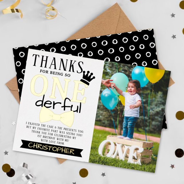 Mr. ONEderful 1st Birthday Photo Thank You Real (Creator Uploaded)