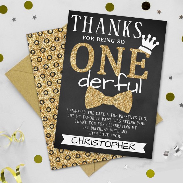 Mr. ONEderful 1st Birthday Thank You Card (Creator Uploaded)