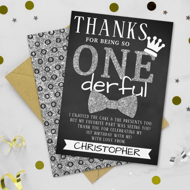 Mr. ONEderful 1st Birthday Thank You Card (Creator Uploaded)