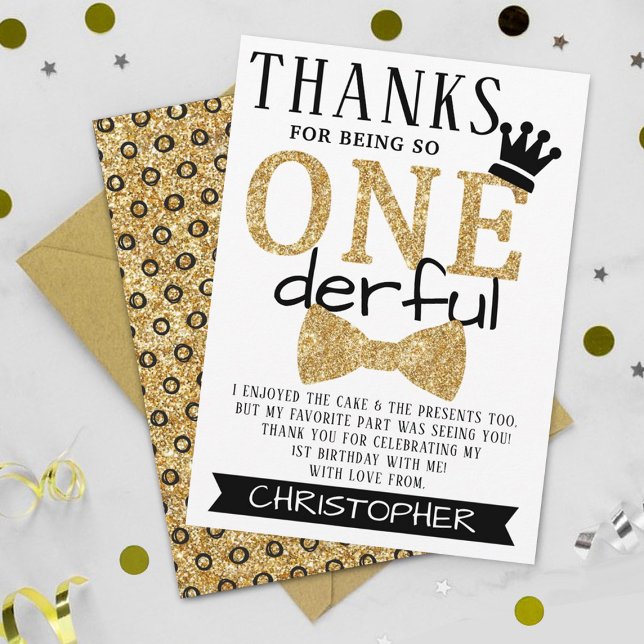 Mr. ONEderful 1st Birthday Thank You Card (Creator Uploaded)