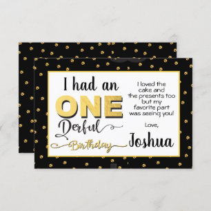 Mr. Onederful 1st Birthday thank you note card