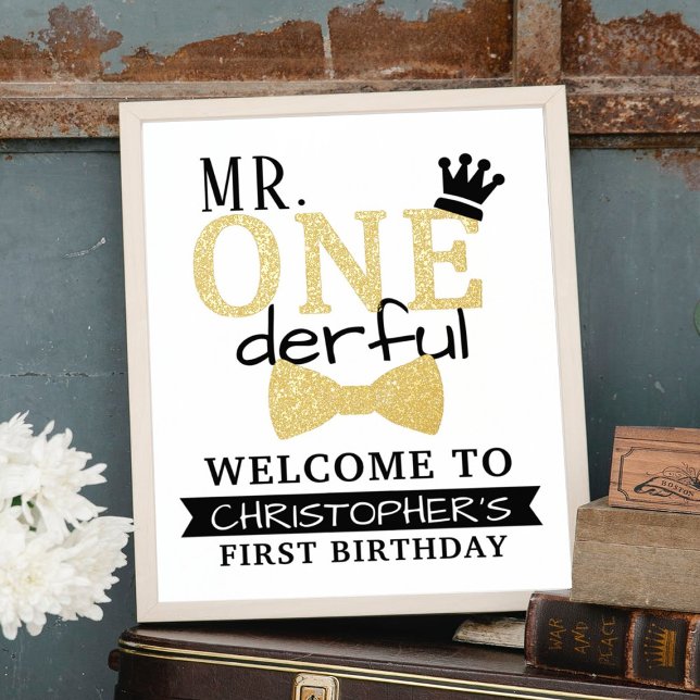 Mr. ONEderful 1st Real Foil Birthday Welcome Sign (Creator Uploaded)
