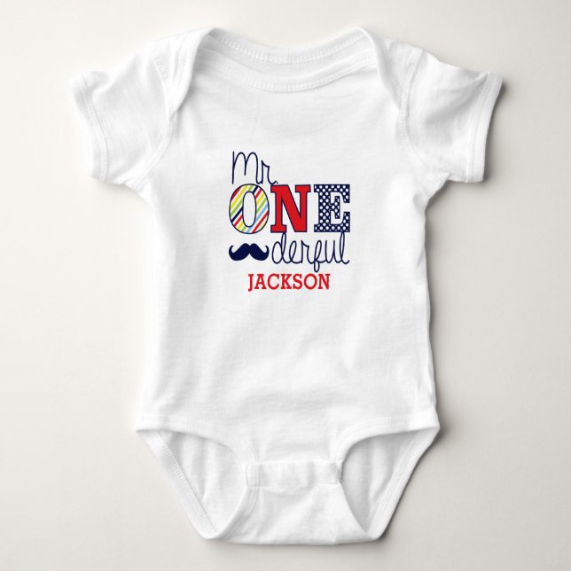 Mr. ONEderful Baby Romper - First Birthday Outfit Baby Bodysuit (Front)