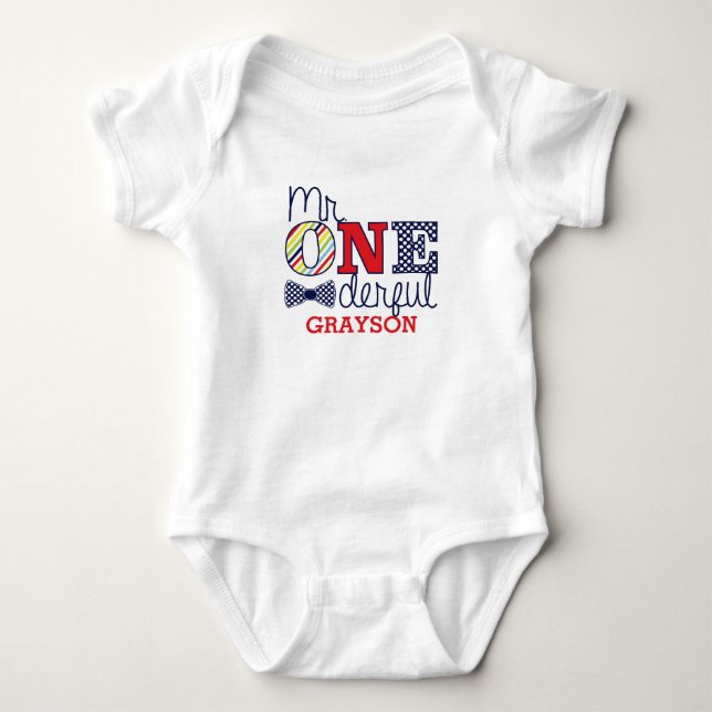 Mr. ONEderful Baby Romper - First Birthday Outfit Bodysuit (Front)
