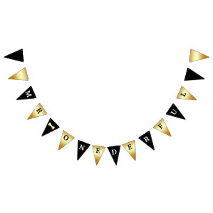 Mr Onederful Banner Black White and Gold