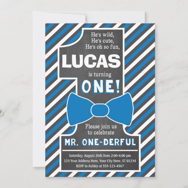 Mr. ONEderful Birthday Invitation (Front)