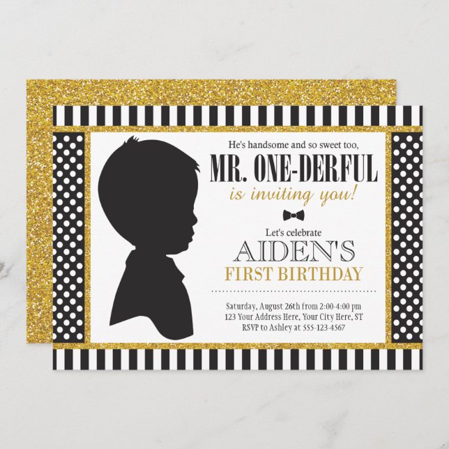 Mr. ONEderful Birthday Invitation (Front/Back)