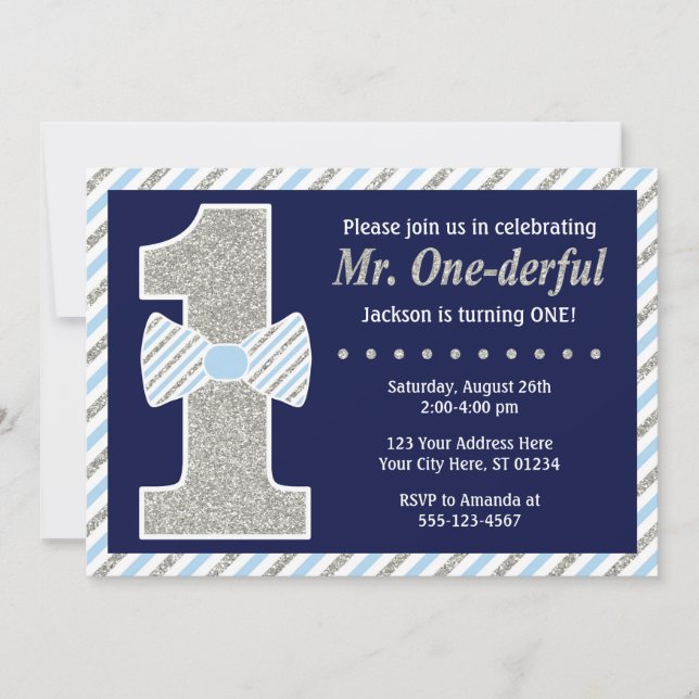 Mr. ONEderful Birthday Invitation (Front)