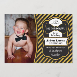 Mr. ONEderful Birthday Invitation with Photo
