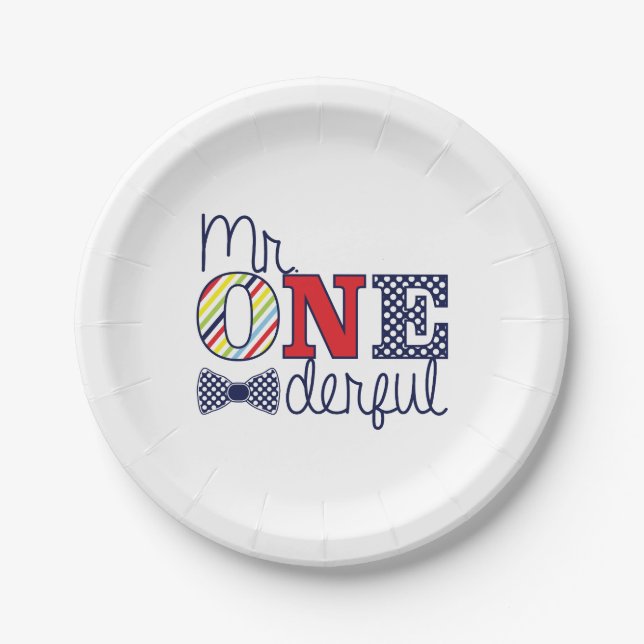 Mr. ONEderful Birthday Party - Paper Plates 7" (Front)