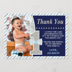 Mr. ONEderful Birthday Thank You Card with Photo