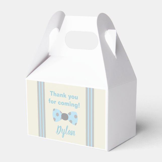 Mr Onederful blue and grey bow tie Favour Box (Front Side)