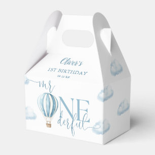 Mr Onederful Blue Balloon Boy 1st Birthday Favour Box