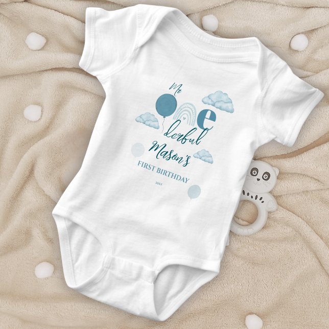 Mr Onederful Blue Cloud Boho First Birthday Baby Bodysuit (Creator Uploaded)