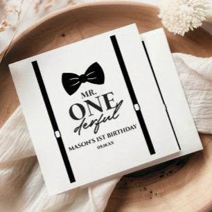 Mr. ONEderful Bowtie First 1st Birthday Party Napkin