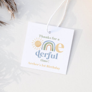 Mr Onederful Boys 1st Birthday Thank You Tags