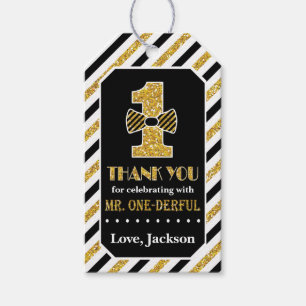 Mr. ONEderful Favour Tags   Black and Gold
