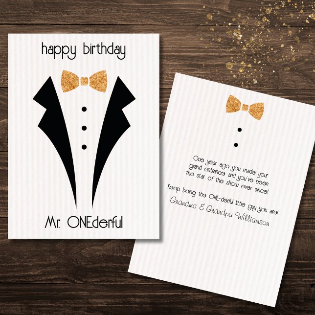 Mr. ONEderful First Birthday Flat Card (Creator Uploaded)