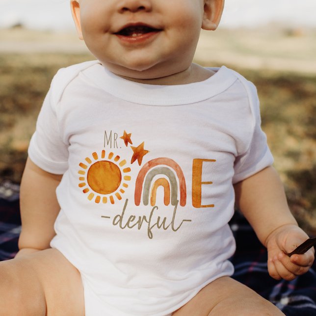 Mr.Onederful First Birthday Rainbow and Sun Party  Baby Bodysuit (Creator Uploaded)
