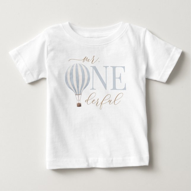 Mr Onederful Hot Air Balloon 1st Birthday Baby T-Shirt (Front)