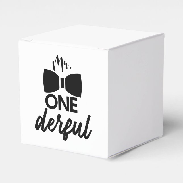 Mr. ONEderful Mr Wonderful First 1st Birthday Favour Box (Front Side)