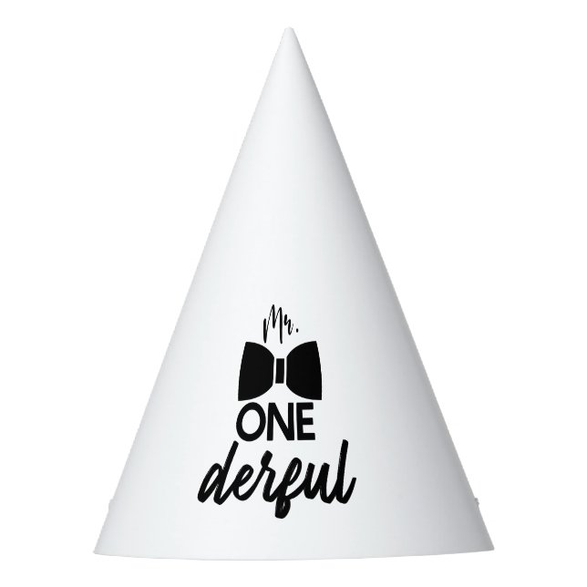 Mr. ONEderful Mr Wonderful First 1st Birthday Party Hat (Front)