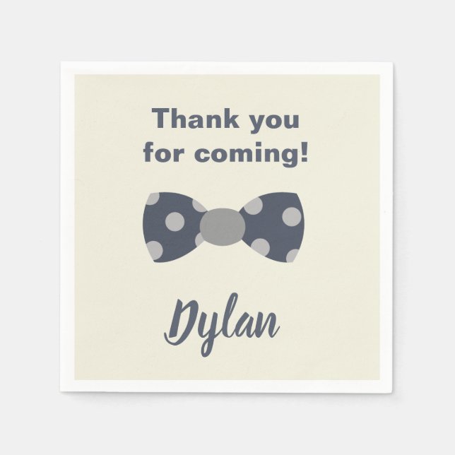 Mr Onederful navy and grey bow tie Napkin (Front)