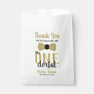 Mr. ONEderful Party Favour Bag, Black, Faux Gold Bag
