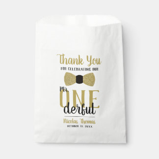 Mr. ONEderful Party Favour Bag, Black, Faux Gold Bag