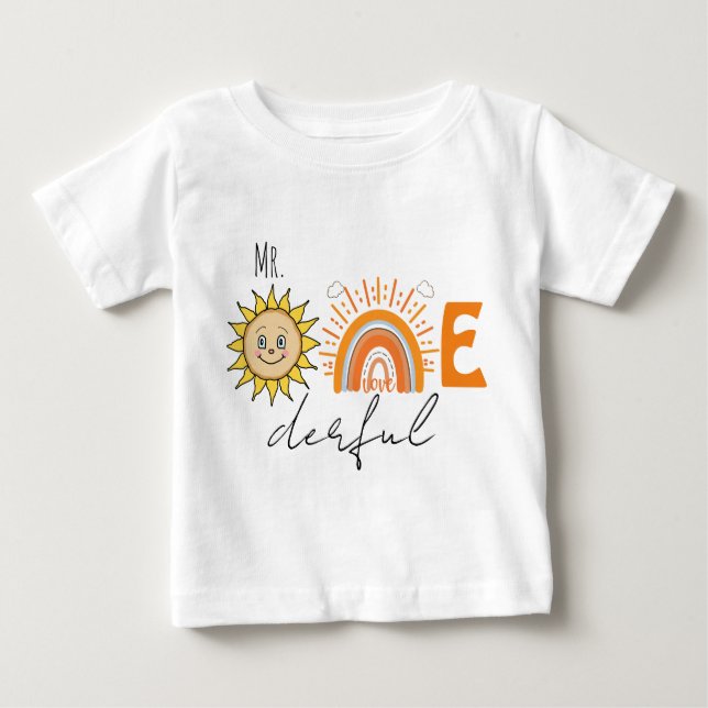 Mr.Onederful Rainbow and Sun Party Baby 1st Birthd Baby T-Shirt (Front)