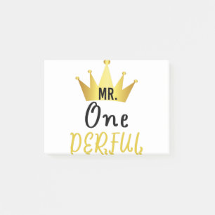 Mr Onederful T-Shirt Boys First Birthday Shirt 1st Post-it Notes