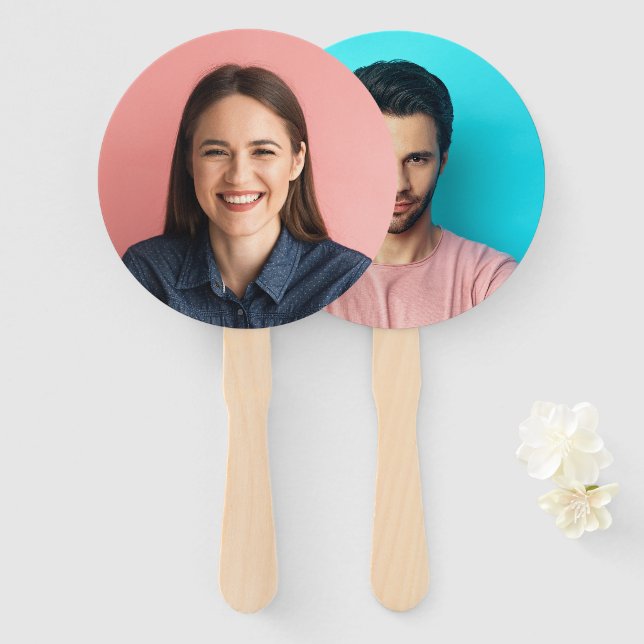 Mr or Mrs? | Bride Groom Photo Wedding Game  Hand Fan (Front and Back)