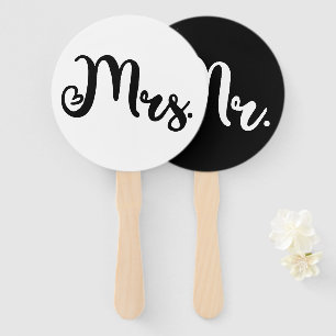 Mr or Mrs Modern Minimal Wedding Game Hand Fan