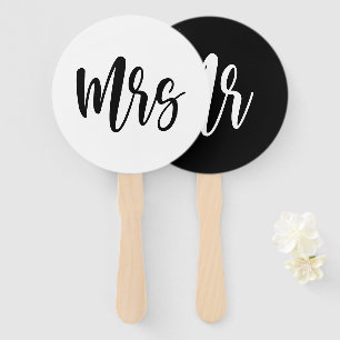 Mr or Mrs Modern Minimal Wedding Game Hand Fan