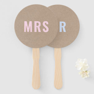 Mr or Mrs?   Rustic Kraft Bride Groom Wedding Game Hand Fan