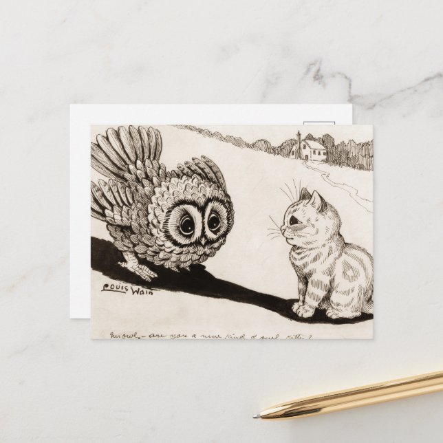 Mr. Owl - Are You a New Kind of Owl, Kitty? Postcard (Front/Back In Situ)