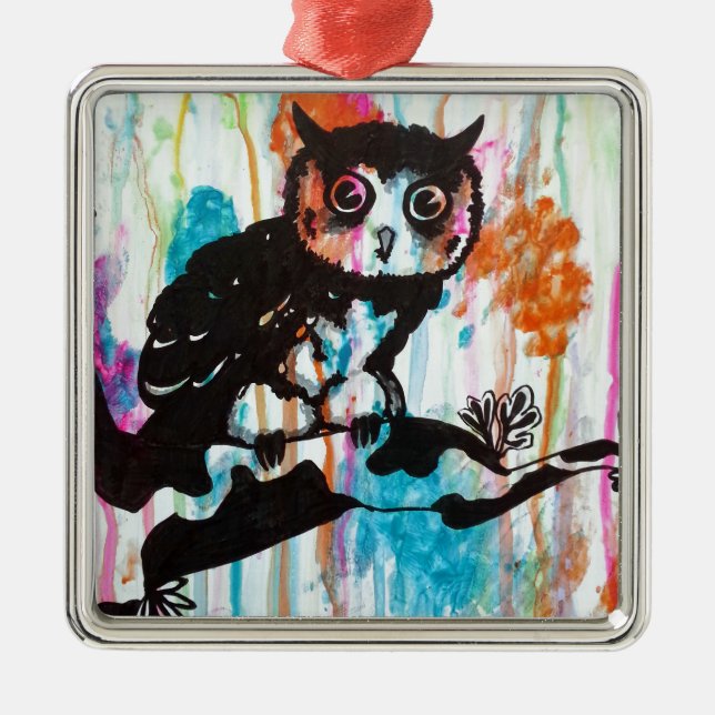 Mr Owl Metal Tree Decoration (Front)