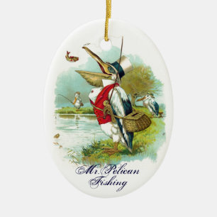 MR PELICAN FISHING CERAMIC ORNAMENT