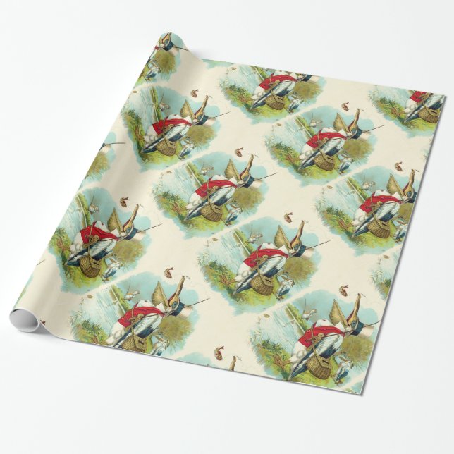 MR PELICAN FISHING ,cream Wrapping Paper (Unrolled)