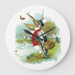MR PELICAN FISHING LARGE CLOCK