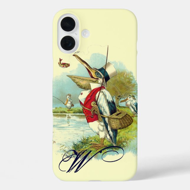 MR PELICAN FISHING MONOGRAM,cream Case-Mate iPhone Case (Back)