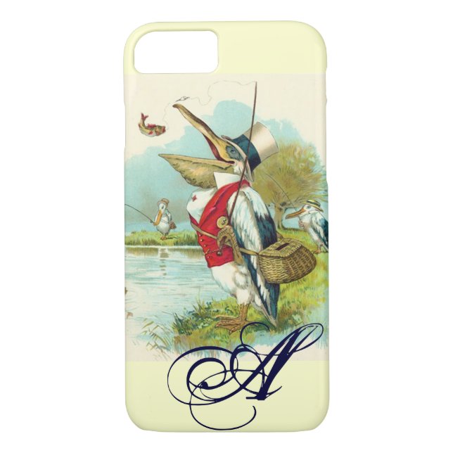 MR PELICAN FISHING MONOGRAM,cream Case-Mate iPhone Case (Back)