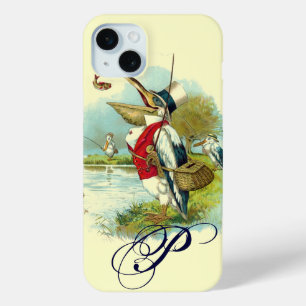 MR PELICAN FISHING MONOGRAM,cream iPhone 15 Mini Case