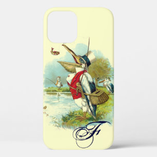 MR PELICAN FISHING MONOGRAM,cream iPhone 12 Case