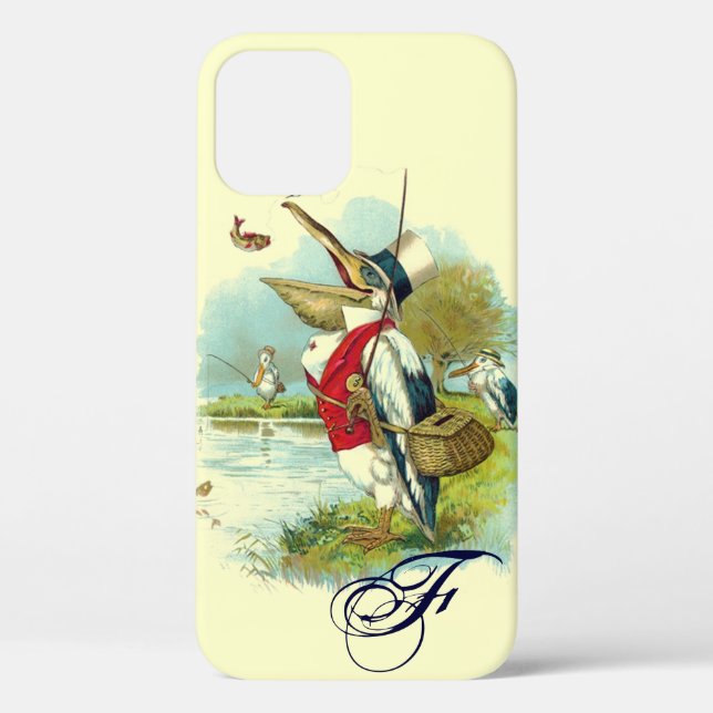 MR PELICAN FISHING MONOGRAM,cream Case-Mate iPhone Case (Back)
