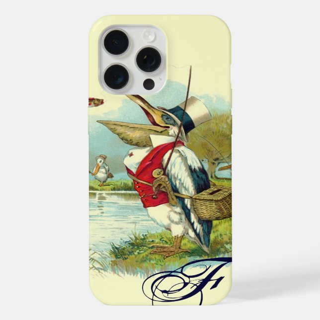 MR PELICAN FISHING MONOGRAM,cream iPhone Case (Back)