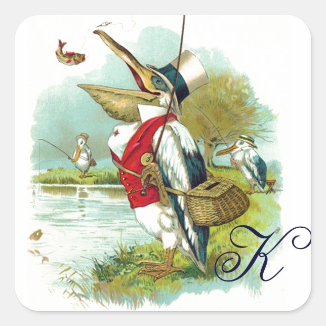 MR PELICAN FISHING MONOGRAM SQUARE STICKER (Front)