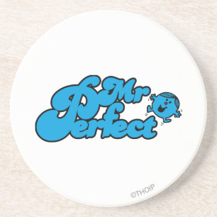 Mr. Perfect   Large Blue Letters Coaster